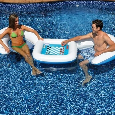 Swimline Kids Inflatable Durable Connecting Game Station Swimming Pool Toy Set with Waterproof Playing Cards, 2 Seats, and Table (2 Pack) 4 Swimline Kids Inflatable Durable Connecting Game Station Swimming Pool Toy Set with Waterproof Playing Cards, 2 Seats, and Table (2 Pack) - Image 4