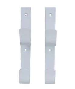 Swimline Hydro Tools Aluminum 2-Hook Hanger for Swimming Pool Telepoles, Skimmers and Hoses 2pc 7.5" - White