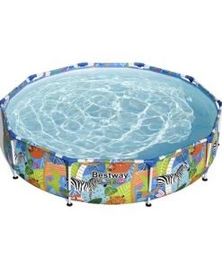 Bestway Steel Pro 10 Foot Diameter 26 Inch Height 1,073 Gallon Outdoor Above Ground Backyard Wading and Swimming Round Pool for Toddlers and Children