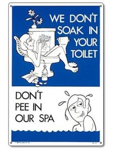 Poolmaster Pool Master "Don't Pee in Our Spa" Funny Residential Spa Sign 18" - Blue/White