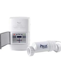 BLUE WORKS BLSC30 Chlorinator Salt Water Pool Chlorine Generator System with Easy to Use Control Panel, 25,000 Gallons, White Cell