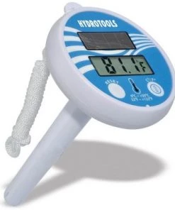 Swimline HydroTools Swimming Pool Water Temperature Gauge Digital Thermometer with Digital Read Out, Solar Panel, and Attached White Nylon Rope