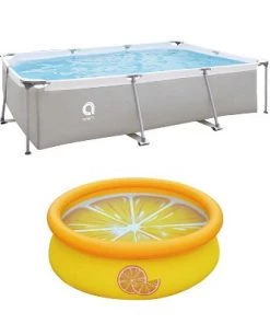 JLeisure Avenli 17773 10 x 6.5 x 2 Feet and 5' x 16.5" 3D Orange Outdoor Backyard Above Ground Rectangular Steel Frame Swimming Pool (2 Pack)