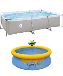 JLeisure Avenli 17773 10 x 6.5 x 2 Feet and 5' x 16.5" Bee Spray Outdoor Backyard Above Ground Rectangular Steel Frame Swimming Pool (2 Pack)