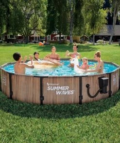 Summer Waves Natural Teak Elite 12 Foot by 30 Inch Outdoor Backyard Round Frame Above Ground Swimming Pool Set with Filtration Pump -Swimming Pools Sales unnamed file 427