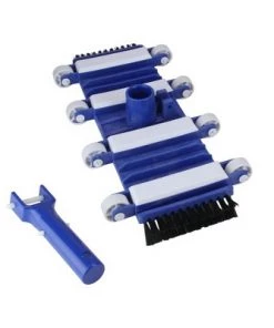 Pool Central Flexible Weighted In-Ground Swimming Pool Vacuum Head on Wheels with Side Brushes 15"- Blue/White