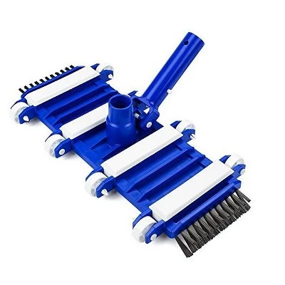 Pool Central Flexible Weighted In-Ground Swimming Pool Vacuum Head on Wheels with Side Brushes 15"- Blue/White 2 Pool Central Flexible Weighted In-Ground Swimming Pool Vacuum Head on Wheels with Side Brushes 15"- Blue/White - Image 2