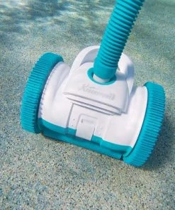 XtremepowerUS Automatic Suction Side Swimming Pool Cleaners Wall Climbing with 39' Hose Set, White/Mint