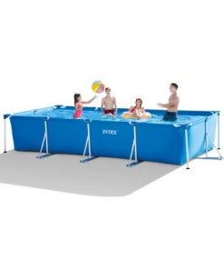 Intex 28273EH 14.75ft x 33In Rectangular Frame Outdoor Easy Assemble Backyard Above Ground Swimming Pool w/ Flow Control Valve & Rust Resistant Frame