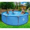 JLeisure Avenli 10 Foot x 30 Inch Round Steel Frame LamTech Above Ground Swimming Pool with Triangle Lock Frame System, Blue