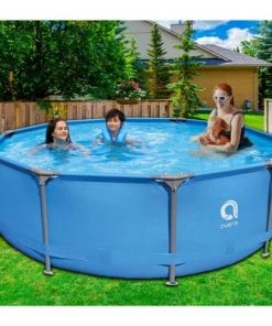 JLeisure Avenli 10 Foot x 30 Inch Round Steel Frame LamTech Above Ground Swimming Pool with Triangle Lock Frame System, Blue