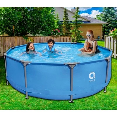 JLeisure Avenli 10 Foot x 30 Inch Round Steel Frame LamTech Above Ground Swimming Pool with Triangle Lock Frame System, Blue 1 JLeisure Avenli 10 Foot x 30 Inch Round Steel Frame LamTech Above Ground Swimming Pool with Triangle Lock Frame System, Blue