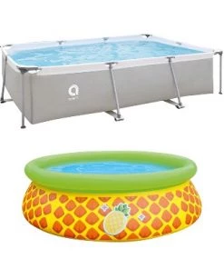JLeisure Avenli 17773 10 x 6.5 x 2 Feet and 5' x 16.5" 3D Pineapple Outdoor Backyard Above Ground Rectangular Steel Frame Swimming Pool (2 Pack)