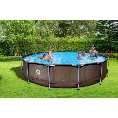 JLeisure Avenli 15 Foot x 33 Inch Round Steel Frame LamTech Above Ground Swimming Pool with Triangle Lock Frame System, Brown 3 JLeisure Avenli 15 Foot x 33 Inch Round Steel Frame LamTech Above Ground Swimming Pool with Triangle Lock Frame System, Brown - Image 3