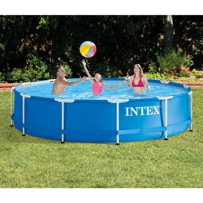 Intex 12 Foot x 30 In. Easy Set and Metal Frame Pool w/ Solar Cover Tarp, Blue 2 Intex 12 Foot x 30 In. Easy Set and Metal Frame Pool w/ Solar Cover Tarp, Blue - Image 2