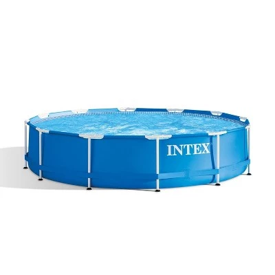 Intex 12 Foot x 30 In. Easy Set and Metal Frame Pool w/ Solar Cover Tarp, Blue 4 Intex 12 Foot x 30 In. Easy Set and Metal Frame Pool w/ Solar Cover Tarp, Blue - Image 4