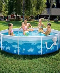 Summer Waves P20010303 Active 10 Foot x 30 Inch Outdoor Round Frame Above Ground Ocean Print Pool Set with Filter Pump System and Repair Patch -Swimming Pools Sales unnamed file 541