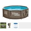 Summer Waves P2N00830A Dark Triple Basketweave Active 8 Foot x 30 Inch Outdoor Round Frame Above Ground Pool Set with Filter Pump and Repair Patch