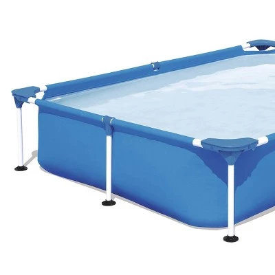 Bestway 56545E Steel Pro 7.25 x 4.9 x 1.4 Ft Outdoor Rectangular Frame Above Ground Family Kids Swimming Pool with Easy Setup and Solution Blend, Blue 3 Bestway 56545E Steel Pro 7.25 x 4.9 x 1.4 Ft Outdoor Rectangular Frame Above Ground Family Kids Swimming Pool with Easy Setup and Solution Blend, Blue - Image 3