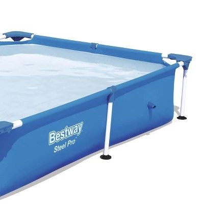 Bestway 56545E Steel Pro 7.25 x 4.9 x 1.4 Ft Outdoor Rectangular Frame Above Ground Family Kids Swimming Pool with Easy Setup and Solution Blend, Blue 4 Bestway 56545E Steel Pro 7.25 x 4.9 x 1.4 Ft Outdoor Rectangular Frame Above Ground Family Kids Swimming Pool with Easy Setup and Solution Blend, Blue - Image 4