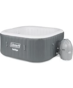 Bestway Coleman SaluSpa 4 Person Square Inflatable Outdoor Hot Tub & Inflatable Seat