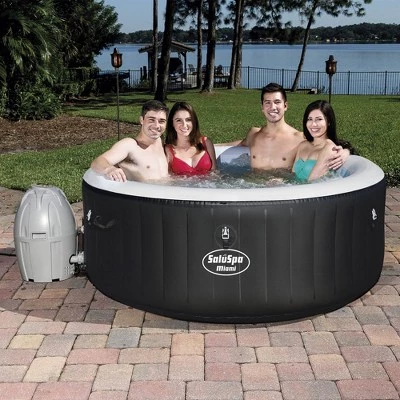 Bestway SaluSpa Miami 4-Person Portable Inflatable Round Outdoor Hot Tub Spa Jacuzzi with 120 Massage Air Jets, Pump, & Integrated Filter, Black 3 Bestway SaluSpa Miami 4-Person Portable Inflatable Round Outdoor Hot Tub Spa Jacuzzi with 120 Massage Air Jets, Pump, & Integrated Filter, Black - Image 3