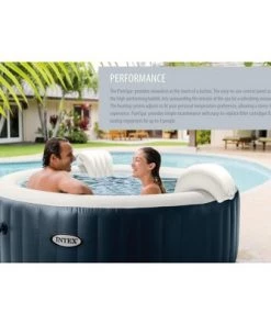 Intex PureSpa Plus 6 Person Portable Inflatable Hot Tub Jet Spa with Cover, Navy