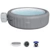Bestway SaluSpa Grenada 8 Person Portable Inflatable Round Outdoor Hot Tub Spa with 190 Massage Air Jets, Pump, & Integrated Filter, Gray