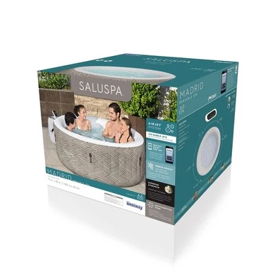 Bestway SaluSpa Madrid 4-Person Portable Inflatable Round Outdoor Hot Tub Spa with 120 Massage Air Jets, Pump, & Integrated Filter, Gray 2 Bestway SaluSpa Madrid 4-Person Portable Inflatable Round Outdoor Hot Tub Spa with 120 Massage Air Jets, Pump, & Integrated Filter, Gray - Image 2