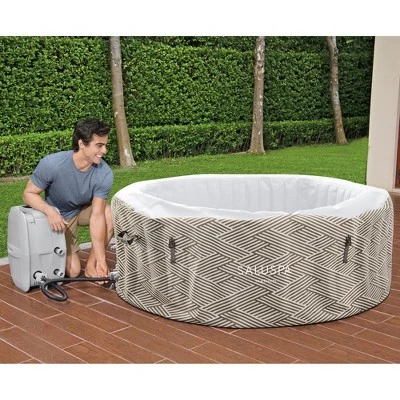 Bestway SaluSpa Madrid 4-Person Portable Inflatable Round Outdoor Hot Tub Spa with 120 Massage Air Jets, Pump, & Integrated Filter, Gray 3 Bestway SaluSpa Madrid 4-Person Portable Inflatable Round Outdoor Hot Tub Spa with 120 Massage Air Jets, Pump, & Integrated Filter, Gray - Image 3
