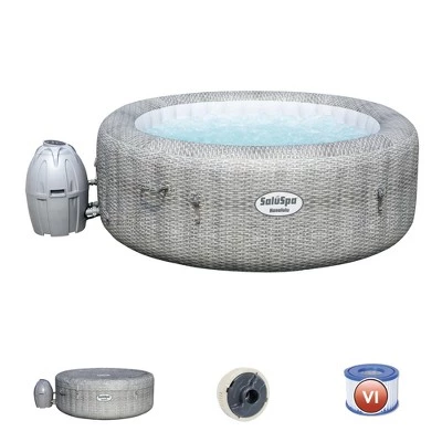 Bestway SaluSpa AirJet Inflatable Portable 6 Person Honolulu Hot Tub Spa and Intex PureSpa Inflatable Removable Seat Accessory 1 Bestway SaluSpa AirJet Inflatable Portable 6 Person Honolulu Hot Tub Spa and Intex PureSpa Inflatable Removable Seat Accessory