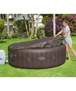 Bestway SaluSpa St Moritz 7 Person Inflatable AirJet Hot Tub Pool Spa and Intex PureSpa Attachable Cup Holder and Refreshment Tray Accessory, Tan -Swimming Pools Sales unnamed file 875