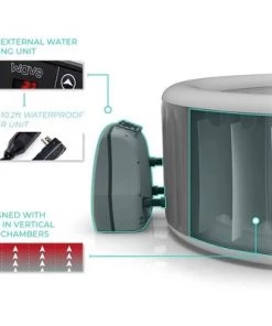 Wave Atlantic 2 to 4 Person Relaxing Inflatable Portable 105 Powerful Jet Hot Tub Spa with Filter, Cover, and Control Panel, Black