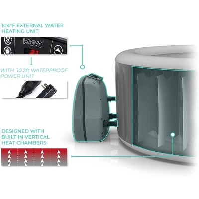 Wave Atlantic 2 to 4 Person Relaxing Inflatable Portable 105 Powerful Jet Hot Tub Spa with Filter, Cover, and Control Panel, Black 1 Wave Atlantic 2 to 4 Person Relaxing Inflatable Portable 105 Powerful Jet Hot Tub Spa with Filter, Cover, and Control Panel, Black