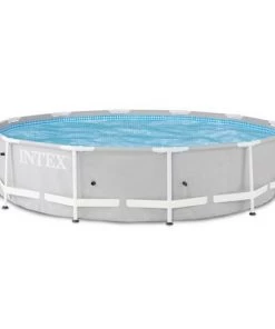 Intex 26710EH Prism 12ft x 30in Metal Frame Outdoor Above Ground Round Swimming Pool with Protective Canopy (Filter Pump Not Included)