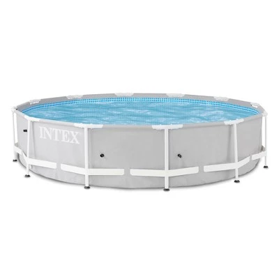 Intex 26710EH Prism 12ft x 30in Metal Frame Outdoor Above Ground Round Swimming Pool with Protective Canopy (Filter Pump Not Included) 1 Intex 26710EH Prism 12ft x 30in Metal Frame Outdoor Above Ground Round Swimming Pool with Protective Canopy (Filter Pump Not Included)