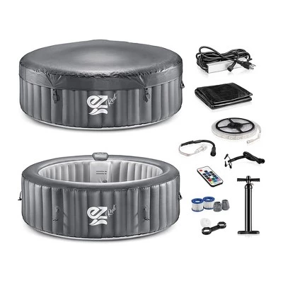 SereneLife Outdoor Portable 6 Person Inflatable Round Heated Spa Hot Tub Spa with 130 Bubble Jets, Filter Pump, Remote Control, and LED Lights 1 SereneLife Outdoor Portable 6 Person Inflatable Round Heated Spa Hot Tub Spa with 130 Bubble Jets, Filter Pump, Remote Control, and LED Lights