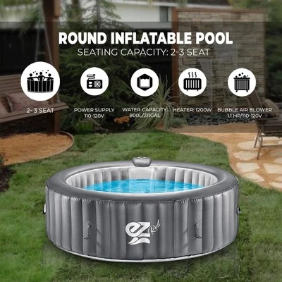 SereneLife 71 Inch Wide 25 Inch Tall Outdoor 4 Person Inflatable Heated Pool Spa w/ 100 Bubble Jets, Filter Pump, Cover, LED Lights, & Remote Control 2 SereneLife 71 Inch Wide 25 Inch Tall Outdoor 4 Person Inflatable Heated Pool Spa w/ 100 Bubble Jets, Filter Pump, Cover, LED Lights, & Remote Control - Image 2