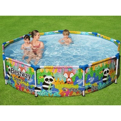 Bestway Steel Pro Easy Setup Kiddie Panda Rainbow Jungle Print 9 Foot DuraPlus Reinforced Puncture Resistant Round Above Ground Swimming Pool 3 Bestway Steel Pro Easy Setup Kiddie Panda Rainbow Jungle Print 9 Foot DuraPlus Reinforced Puncture Resistant Round Above Ground Swimming Pool - Image 3