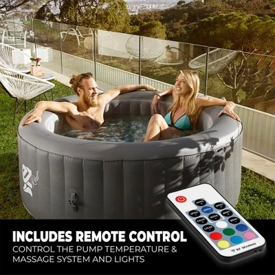 SereneLife 71 Inch Wide 25 Inch Tall Outdoor 4 Person Inflatable Heated Pool Spa w/ 100 Bubble Jets, Filter Pump, Cover, LED Lights, & Remote Control 4 SereneLife 71 Inch Wide 25 Inch Tall Outdoor 4 Person Inflatable Heated Pool Spa w/ 100 Bubble Jets, Filter Pump, Cover, LED Lights, & Remote Control - Image 4