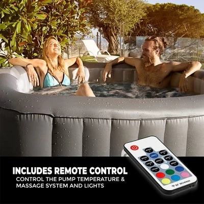 SereneLife Outdoor Portable 4 Person Inflatable Square Heated Spa Hot Tub Spa with 130 Bubble Jets, Filter Pump, Remote Control, and LED Lights 3 SereneLife Outdoor Portable 4 Person Inflatable Square Heated Spa Hot Tub Spa with 130 Bubble Jets, Filter Pump, Remote Control, and LED Lights - Image 3
