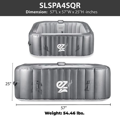 SereneLife Outdoor Portable 4 Person Inflatable Square Heated Spa Hot Tub Spa with 130 Bubble Jets, Filter Pump, Remote Control, and LED Lights 4 SereneLife Outdoor Portable 4 Person Inflatable Square Heated Spa Hot Tub Spa with 130 Bubble Jets, Filter Pump, Remote Control, and LED Lights - Image 4